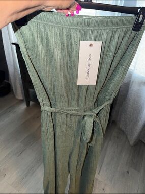 Cosmic Beauty Olive Green Wide Leg Jumpsuit